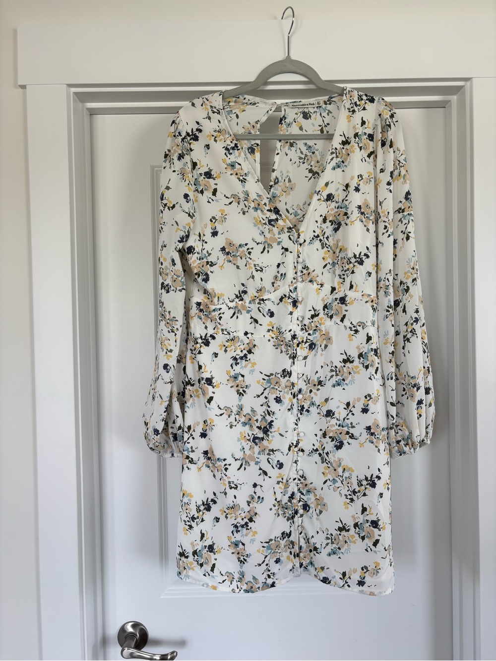 Abercrombie & Fitch White Floral Mini Dress with Yellow and Blue Accents